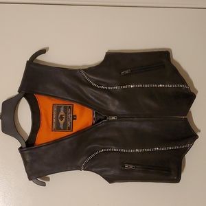 Leather Vest with Rhinestones
